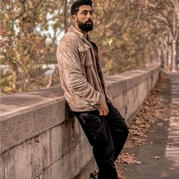 BRAND NEW MENS TRENDY FUZZY SHERPA JACKET - Picture 6 of 11